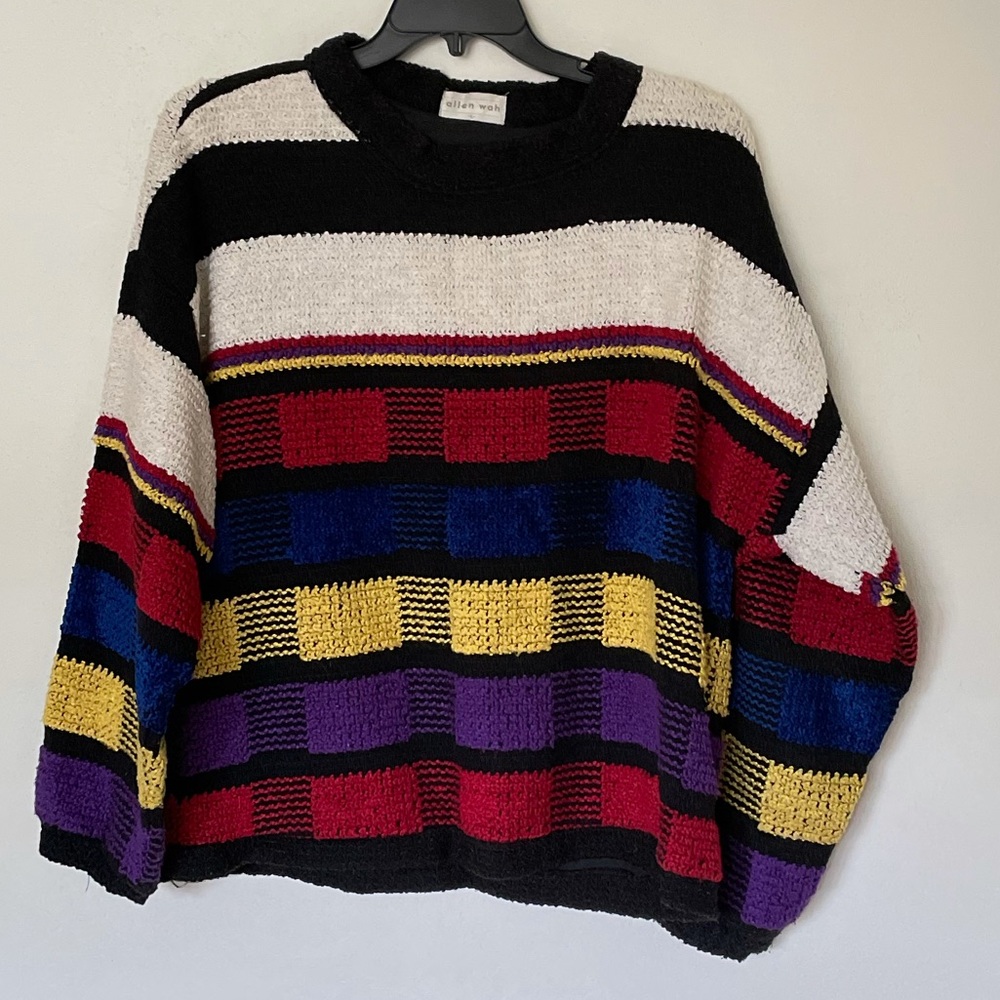 Allen Wah Native American Vintage Lined Chenille Dad Sweater Sz Lrg